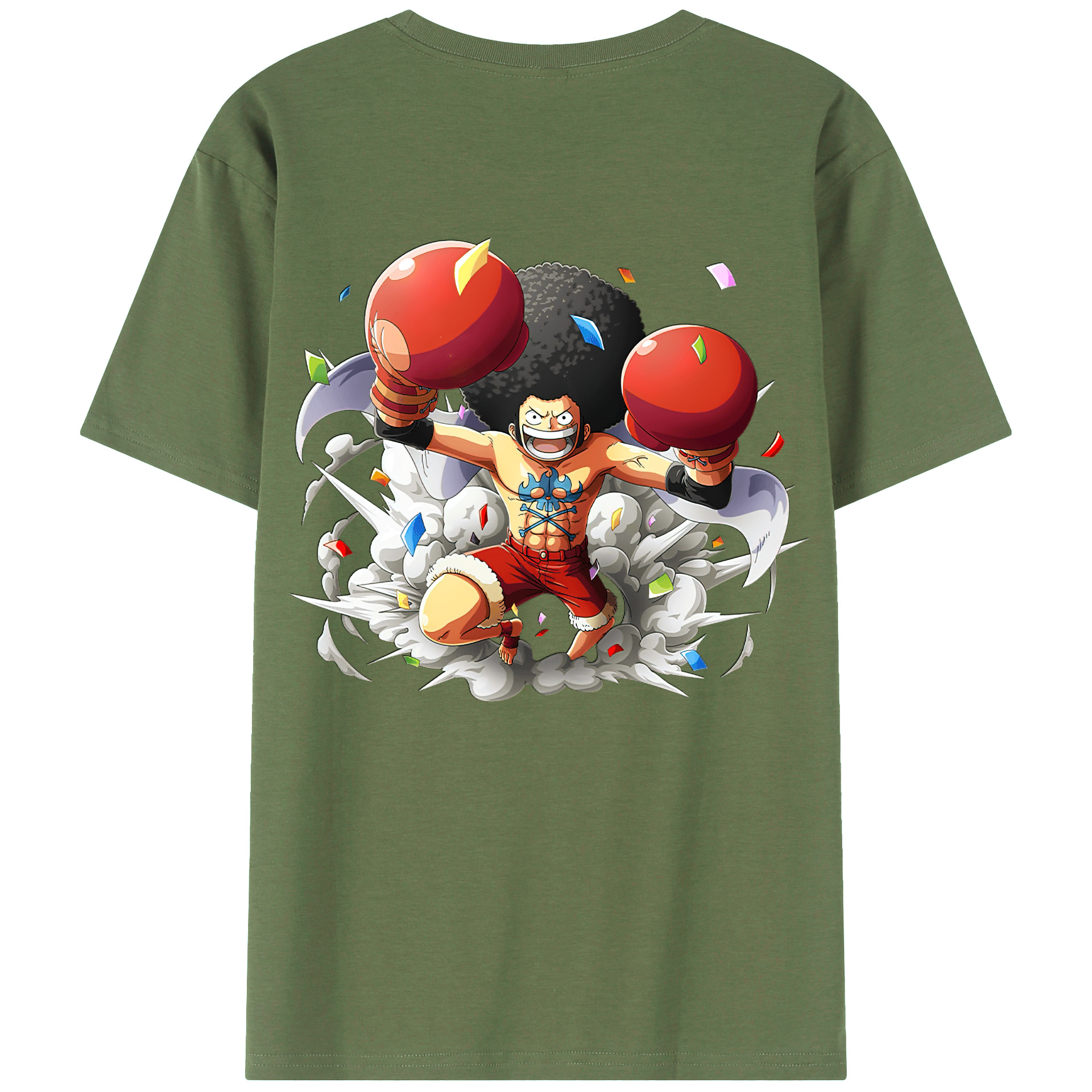 ワンピース モンキー・D・ルフィ ONE PIECE Monkey D. Luffy 綿100％ メンズ半袖Tシャツ（バックプリント） 通気性